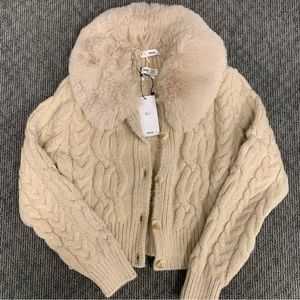 MANGO detachable faux fur collar cardigan